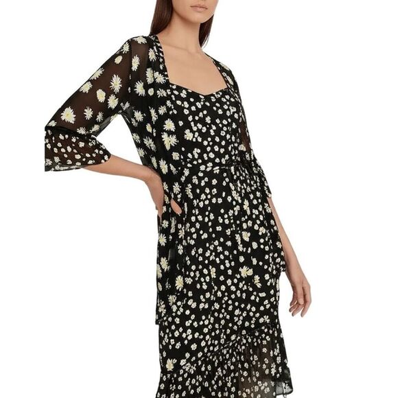 CAbi Daisy Print 2 Piece Dress/Topper/Duster Black & White M Limited-Edition - Picture 4 of 14